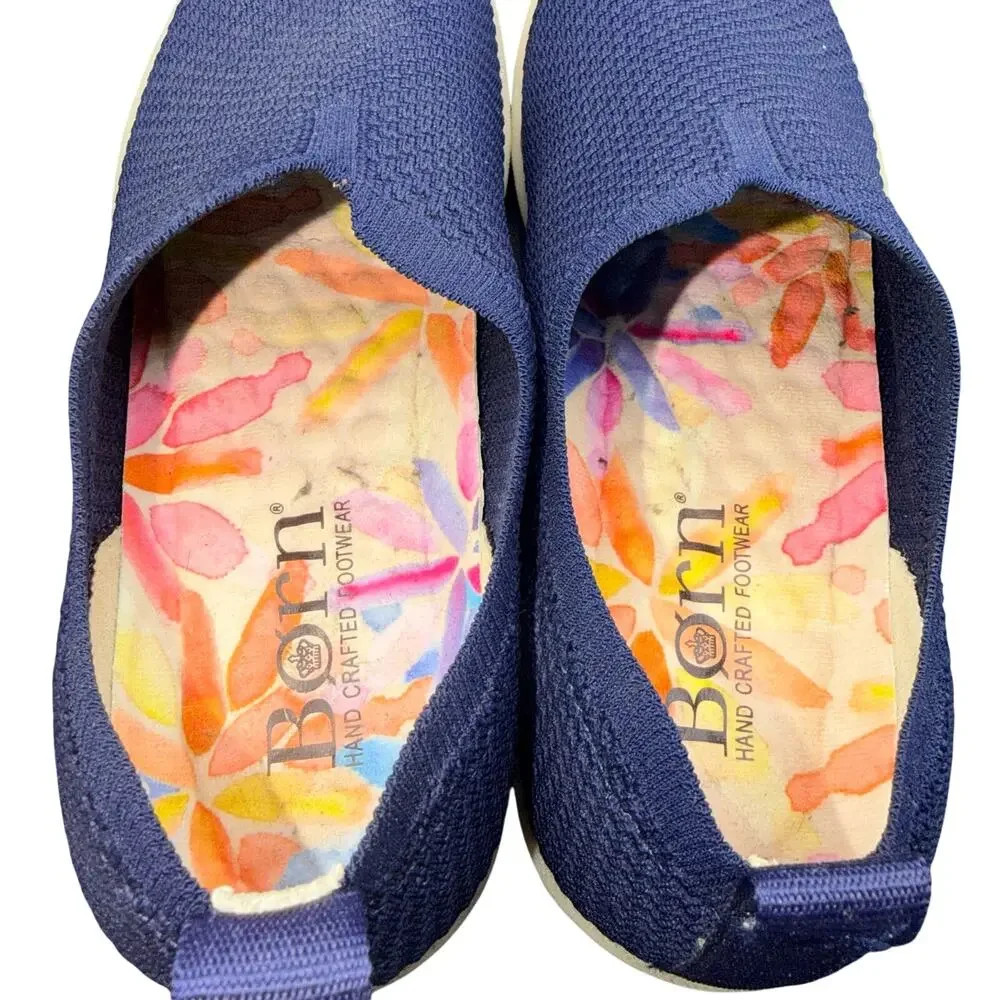 Born Knit Slip On Sneakers Navy Blue Comfort Walking Shoes Women’s 10M